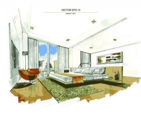 Creative Interior sketch design vector 01