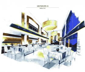 Creative Interior sketch design vector 02