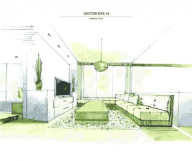 Creative Interior sketch design vector 05