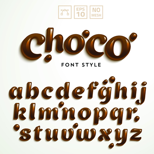 Creative choco alphabets vectors