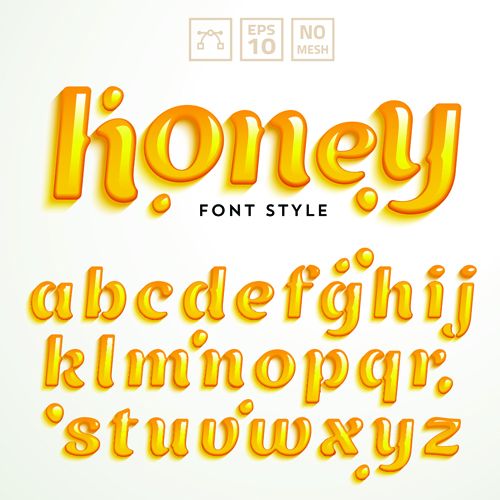 Creative honey alphabets vectors