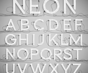 Creative neon alphabet vector set 02