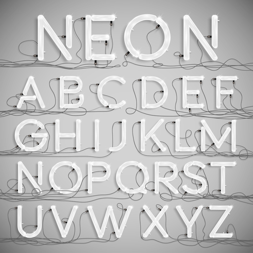 Creative neon alphabet vector set 02