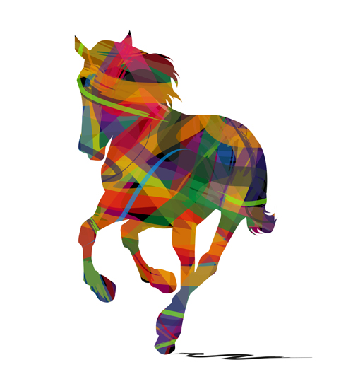 Creative running horse design vector set 01