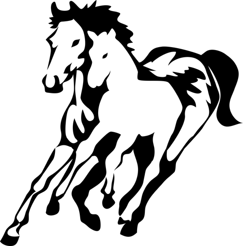 Creative running horse design vector set 06