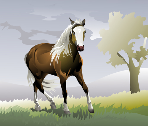 Creative running horse design vector set 07