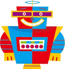 Cute cartoon robot colored vector set 01