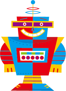 Cute cartoon robot colored vector set 01
