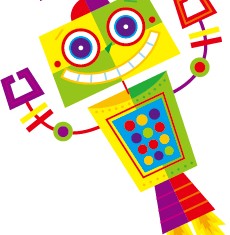 Cute cartoon robot colored vector set 02