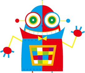 Cute cartoon robot colored vector set 03