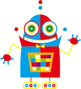 Cute cartoon robot colored vector set 03
