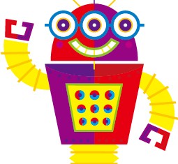 Cute cartoon robot colored vector set 06