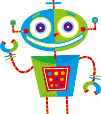 Cute cartoon robot colored vector set 07