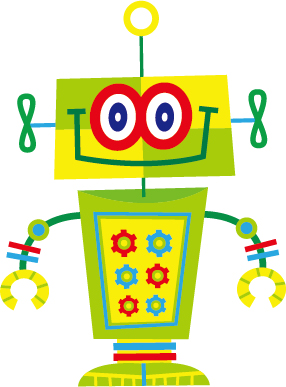Cute cartoon robot colored vector set 09