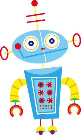 Cute cartoon robot colored vector set 10