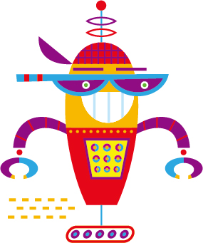 Cute cartoon robot colored vector set 11