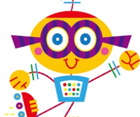 Cute cartoon robot colored vector set 13