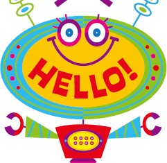 Cute cartoon robot colored vector set 14