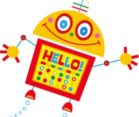 Cute cartoon robot colored vector set 15