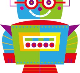 Cute cartoon robot colored vector set 17