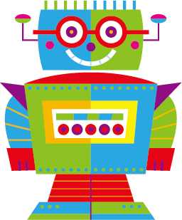 Cute cartoon robot colored vector set 17