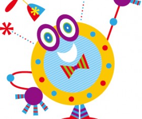 Cute cartoon robot colored vector set 18