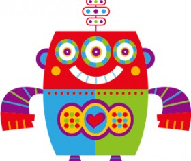 Cute cartoon robot colored vector set 19