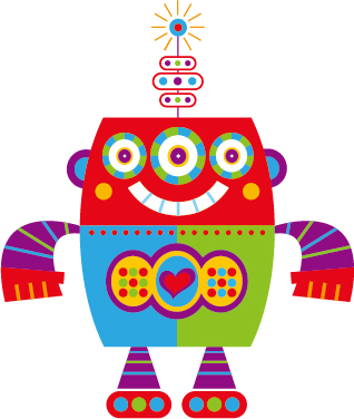 Cute cartoon robot colored vector set 19