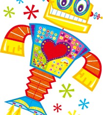 Cute cartoon robot colored vector set 21