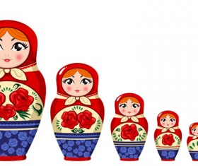 Cute russian doll design vectors 04