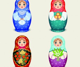 Cute russian doll design vectors 05