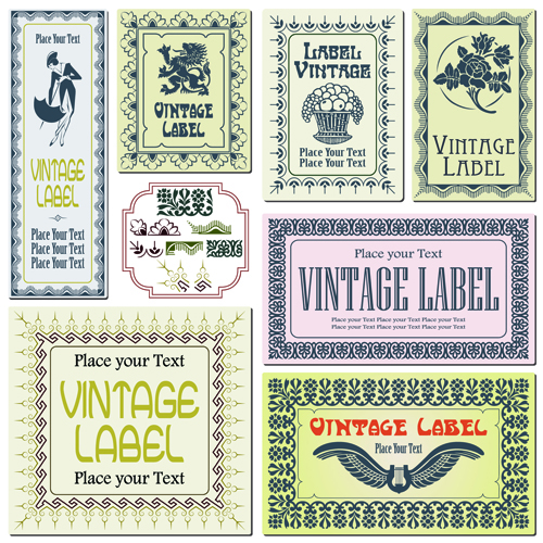 Decor frame and vintage label vectors 01