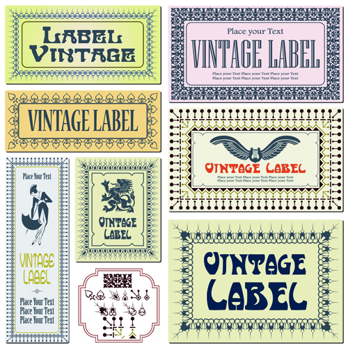 Decor frame and vintage label vectors 02