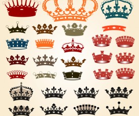 Different royal crown colored vectors