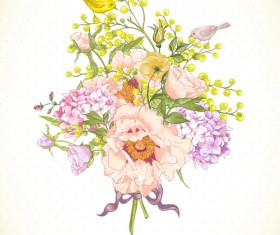 Drawing spring flower vector background art 03