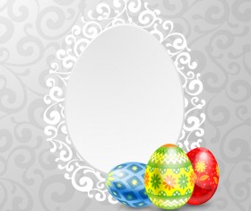 Easter egg and lace frame vector material