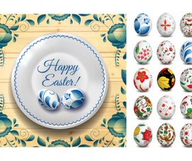 Easter egg with floral art vector material 02