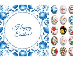 Easter egg with floral art vector material 03