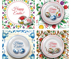 Easter egg with floral art vector material 04