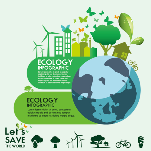 Ecology with world infographic vector material 03