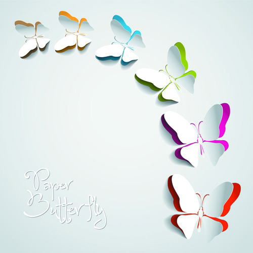 Download Exquisite paper butterfly vector backgrouns 02 free download