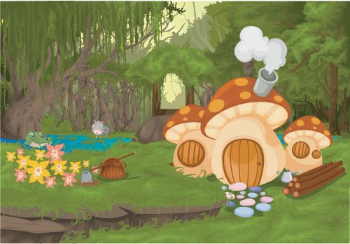 Fantasy fairy tale world cartoon vector 01