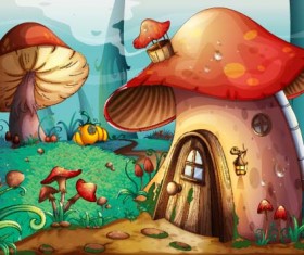 Fantasy fairy tale world cartoon vector 04