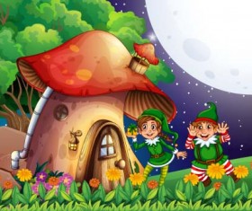 Fantasy fairy tale world cartoon vector 15