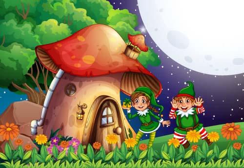 Fantasy fairy tale world cartoon vector 15