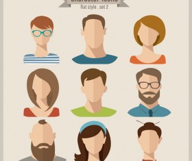 Flat style character icons vector material 01