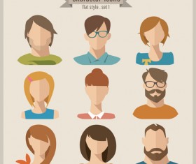 Flat style character icons vector material 02