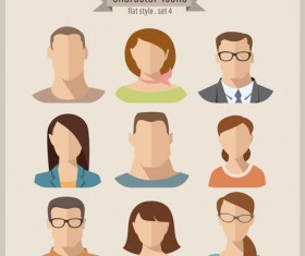 Flat style character icons vector material 03