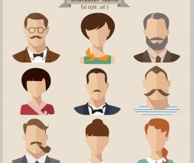 Flat style character icons vector material 04