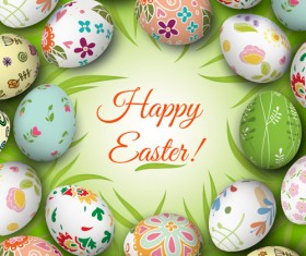 Floral easter egg background vector material 01